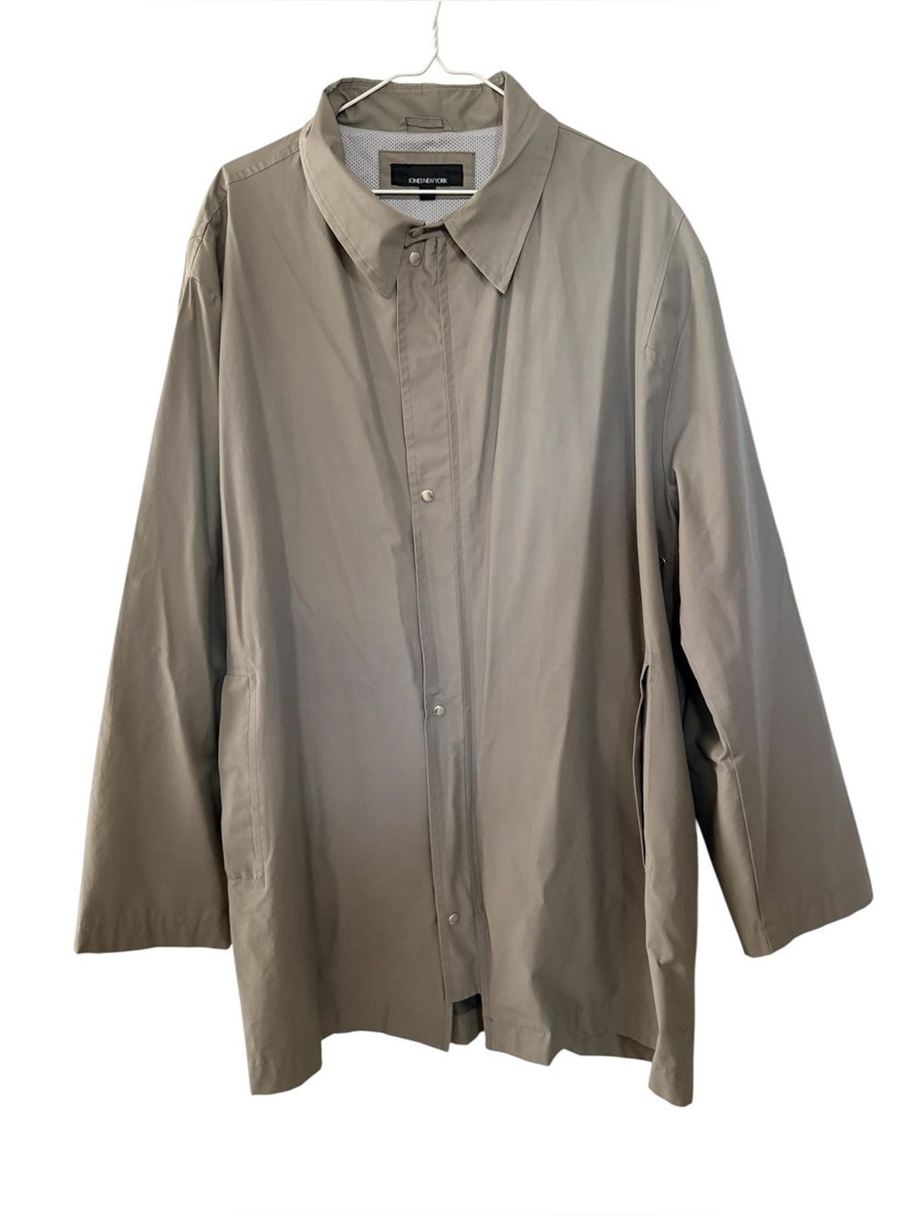 VTG Jones New York Full Zip Mid Length Tan Trench Coat Women Size 48 Size 1X US
